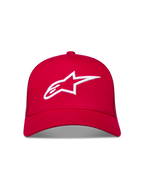 Alpinestars Ageless Snapback, gorra roja tipo trucker con logotipo de estrella blanco bordado en 3D y visera curva, ropa deportiva casual