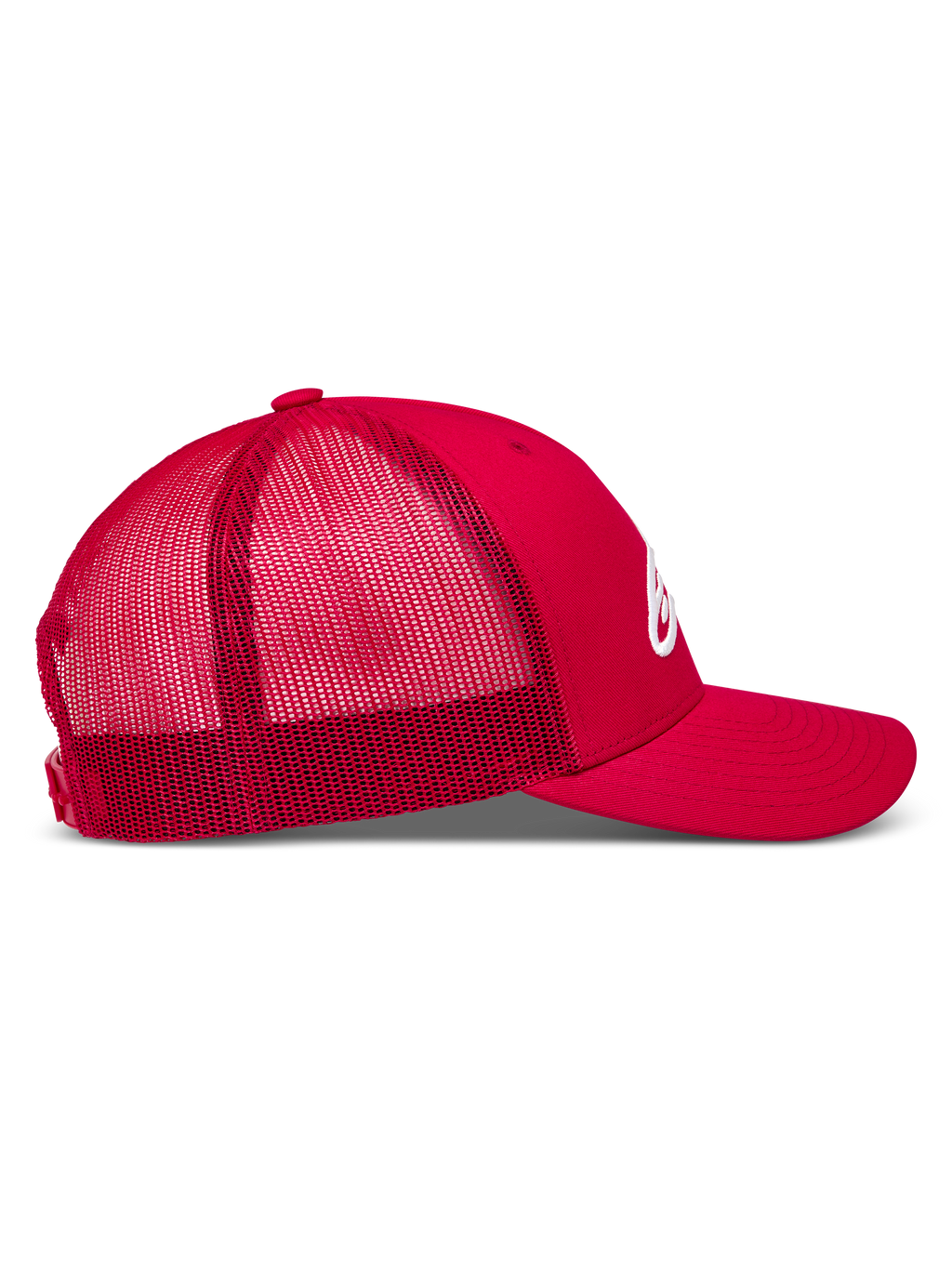 Alpinestars Ageless Snapback, gorra deportiva roja con malla trasera transpirable, visera curva y logotipo bordado en blanco
