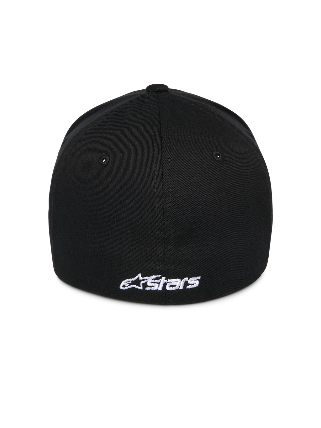Gorra Alpinestars Ageless Multi, gorra de béisbol negra, vista trasera con el logotipo Astars bordado en blanco, diseño de ajuste flexible, estilo deportivo casual