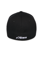 Gorra Alpinestars Ageless Multi, gorra de béisbol negra, vista trasera con el logotipo Astars bordado en blanco, diseño de ajuste flexible, estilo deportivo casual
