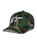 Alpinestars Ageless Multi Hat, Green Camo Baseball Cap, features white 3D Astars logo on front and side embroidery, curved bill, structured crown, casual motorsport-inspired streetwear