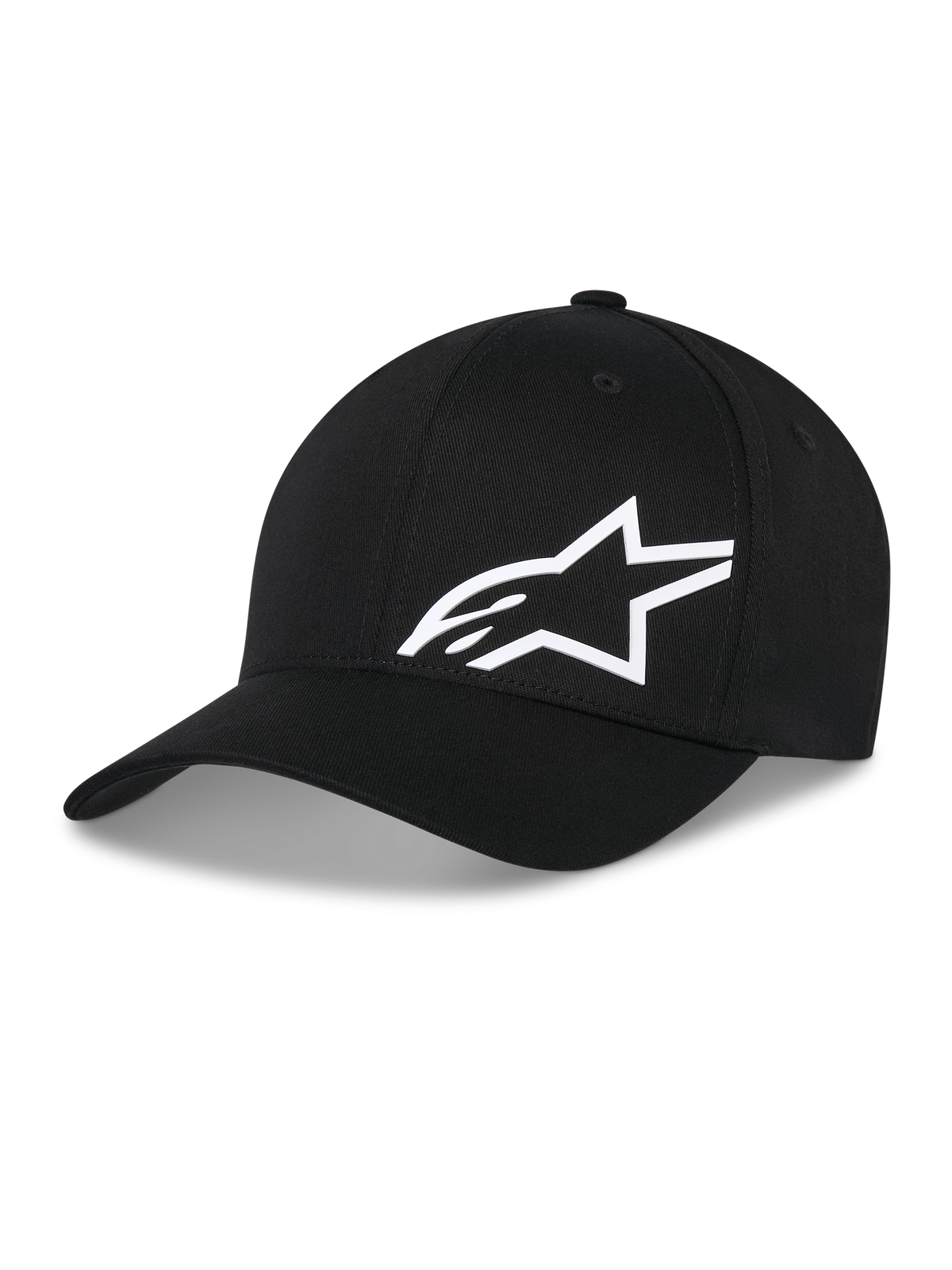 Alpinestars Corp Shift Multi Hat, gorra de béisbol negra con logotipo Astars en 3D blanco, visera curva, corona estructurada, accesorio casual inspirado en el motorsport