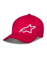 Gorra Alpinestars Corp Shift Multi, gorra de béisbol roja, logotipo Astars en 3D blanco en la parte frontal, visera curva con corona estructurada, ropa casual de deportes de motor