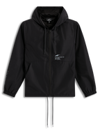 Alpinestars Speeder Resolve, cortavientos negro con capucha, chaqueta deportiva ligera con cremallera frontal y logotipo.