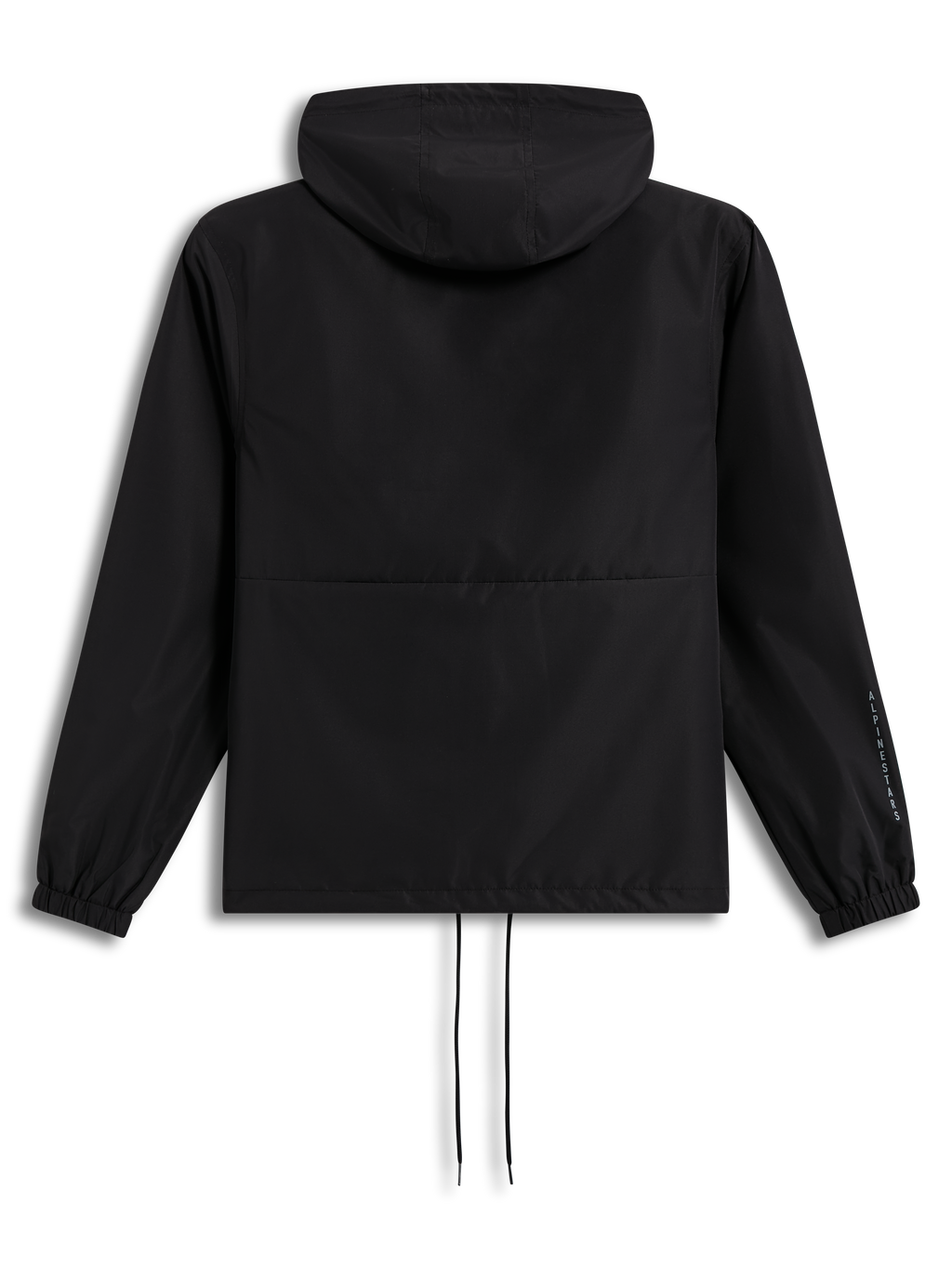 Alpinestars Speeder Resolve, cortavientos ligero con capucha, negro, vista posterior con logotipo en la manga y diseño de estilo deportivo urbano