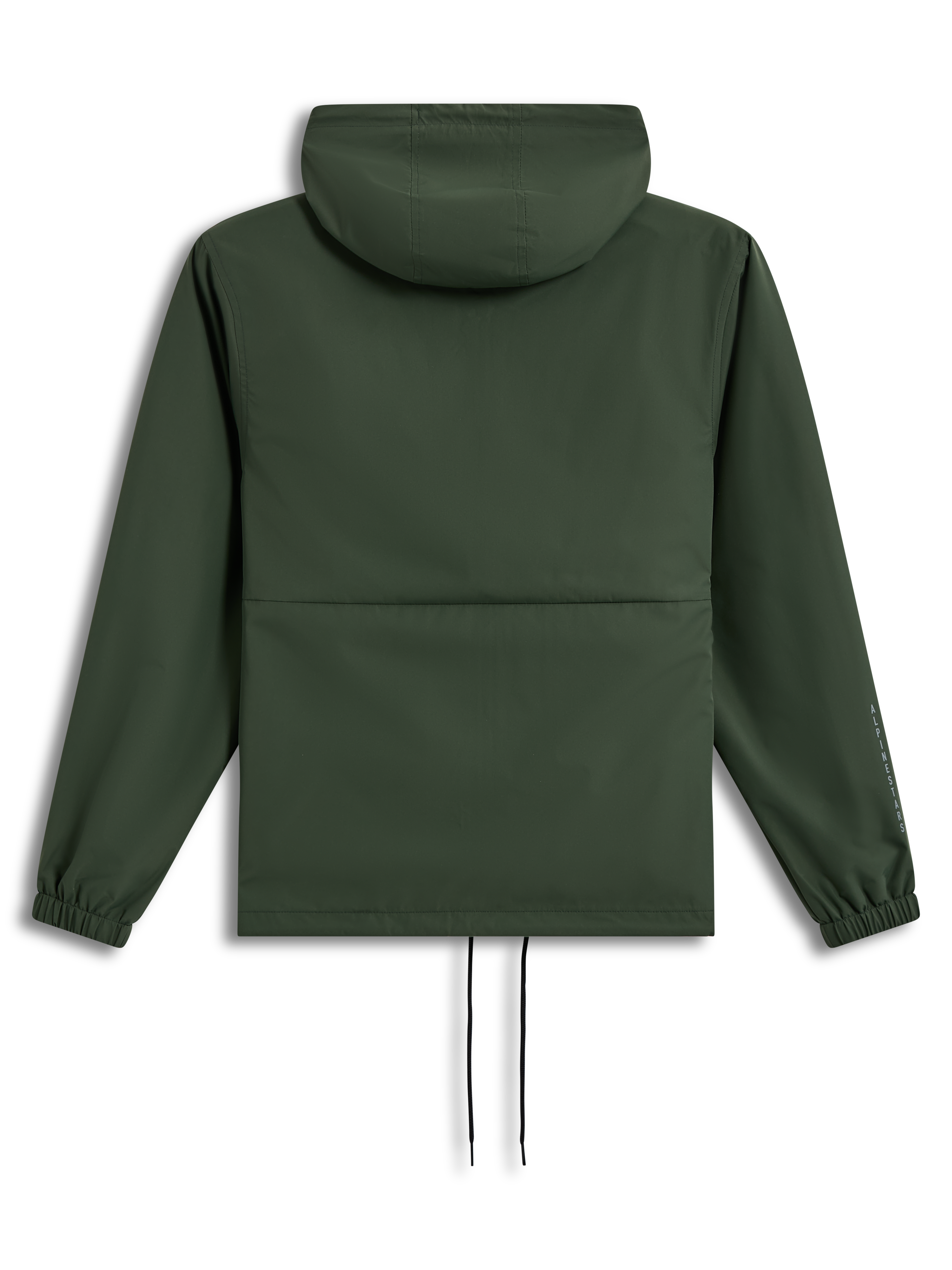 Alpinestars Speeder Resolve, cortavientos ligero con capucha en verde pino, vista trasera con puños elásticos