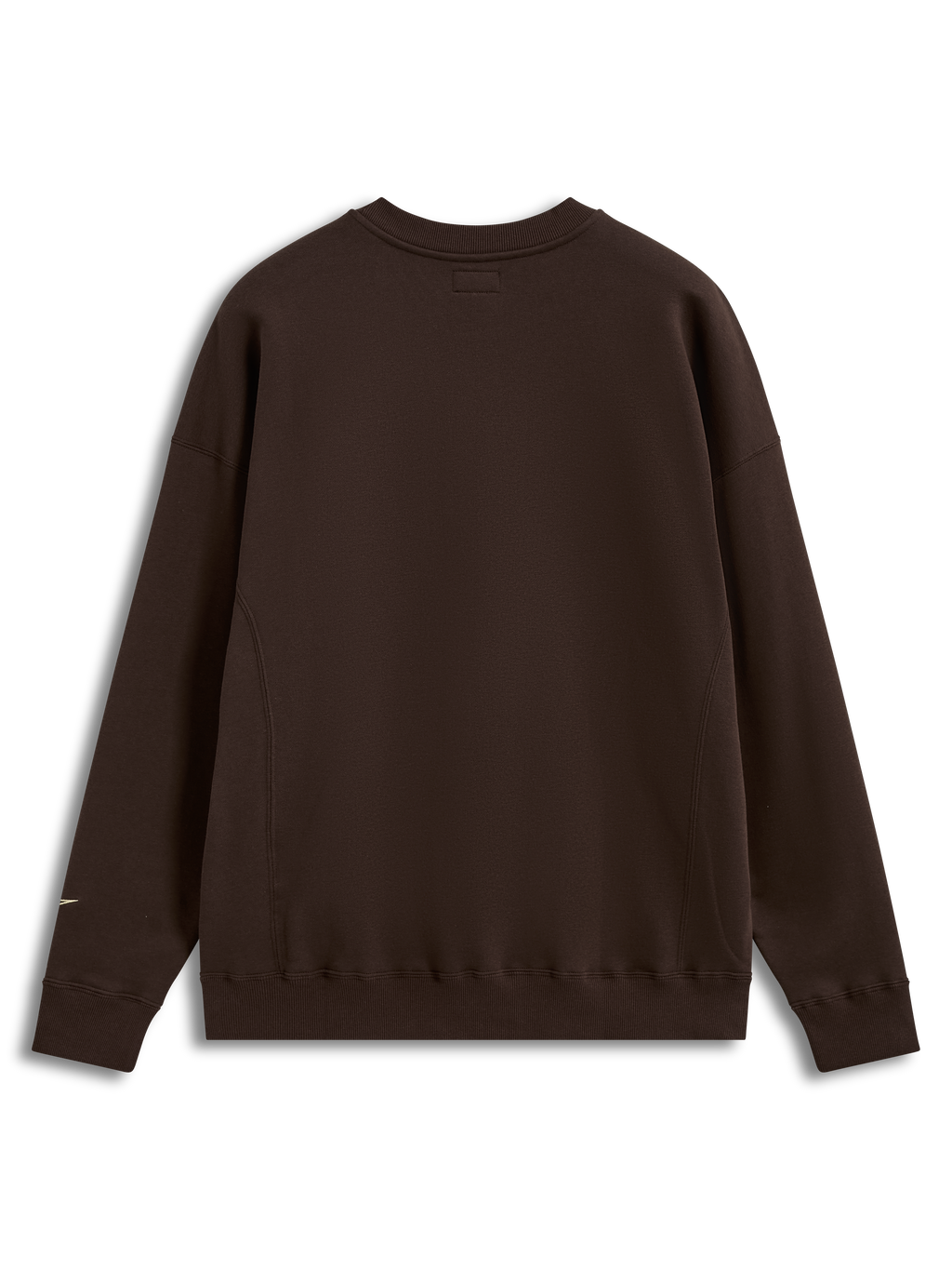 Alpinestars Guise Oversized Crew, sudadera marrón de forro polar, vista trasera con detalles de canalé y ajuste holgado.