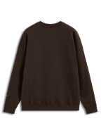 Alpinestars Guise Oversized Crew, sudadera marrón de forro polar, vista trasera con detalles de canalé y ajuste holgado.