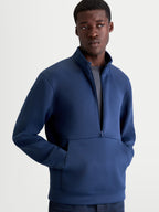 Alpinestars Sudadera Apera Half-Zip, sudadera de media cremallera para hombre, azul acero, forro polar premium con bolsillo canguro y logotipo tonal, ropa de estilo casual inspirada en el motorsport