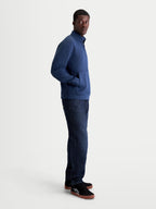 Alpinestars Sudadera Apera Half-Zip, sudadera de media cremallera para hombre, azul, forro polar de mezcla triple, estilo motorsport casual, bolsillo canguro y logotipos HD tonales