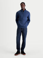 Alpinestars Sudadera Apera Half-Zip, sudadera de media cremallera para hombre, azul, con cuello alto y bolsillo canguro, forro polar de doble cara premium, estilo sportswear casual inspirado en el motorsport.