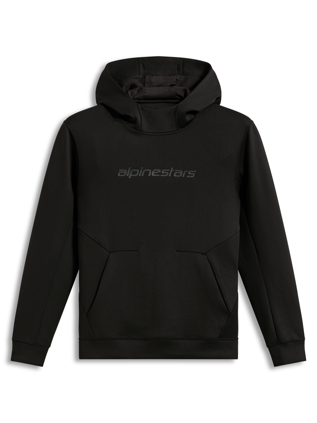 Alpinestars Datrix Hoodie, sudadera negra de forro polar con capucha, logotipo tonal HD y bolsillo con detalle de pliegue