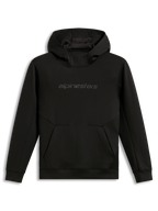 Alpinestars Datrix Hoodie, sudadera negra de forro polar con capucha, logotipo tonal HD y bolsillo con detalle de pliegue