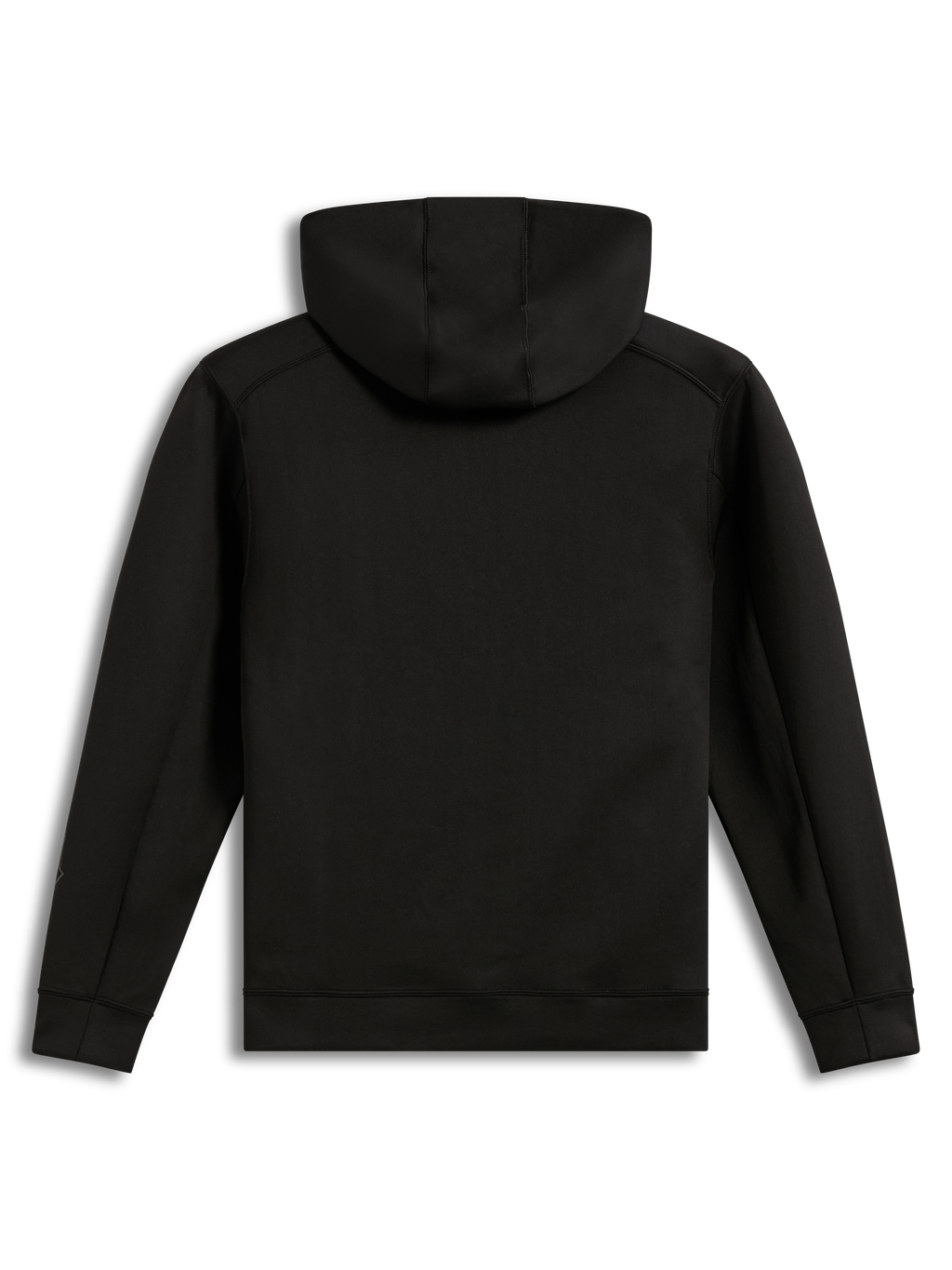 Alpinestars Datrix Hoodie, sudadera de forro polar negra, vista posterior con capucha forrada de malla, estilo deportivo
