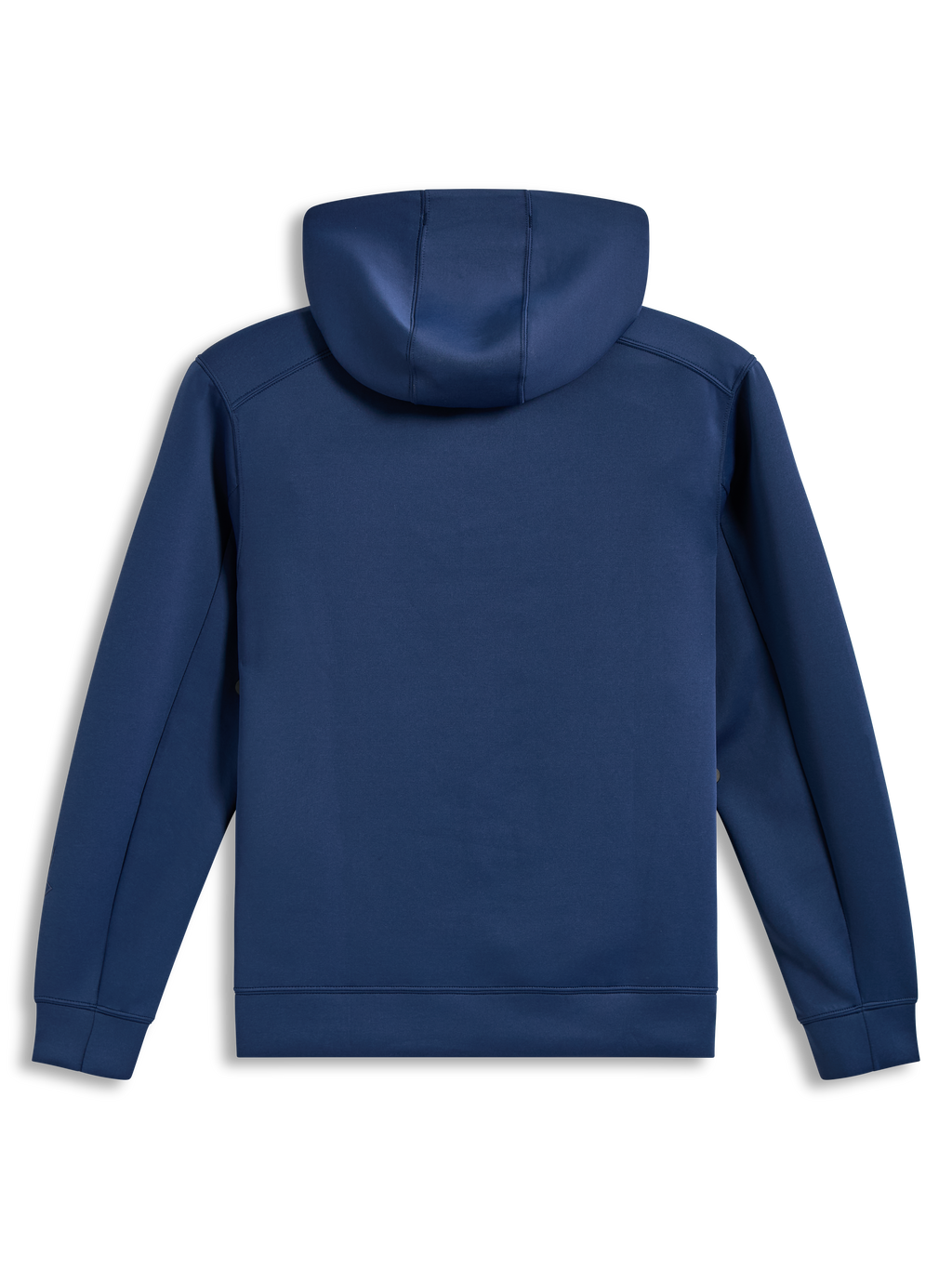 Alpinestars Datrix Hoodie, sudadera de forro polar de doble cara en azul acero, vista trasera con capucha forrada de malla, diseño deportivo casual