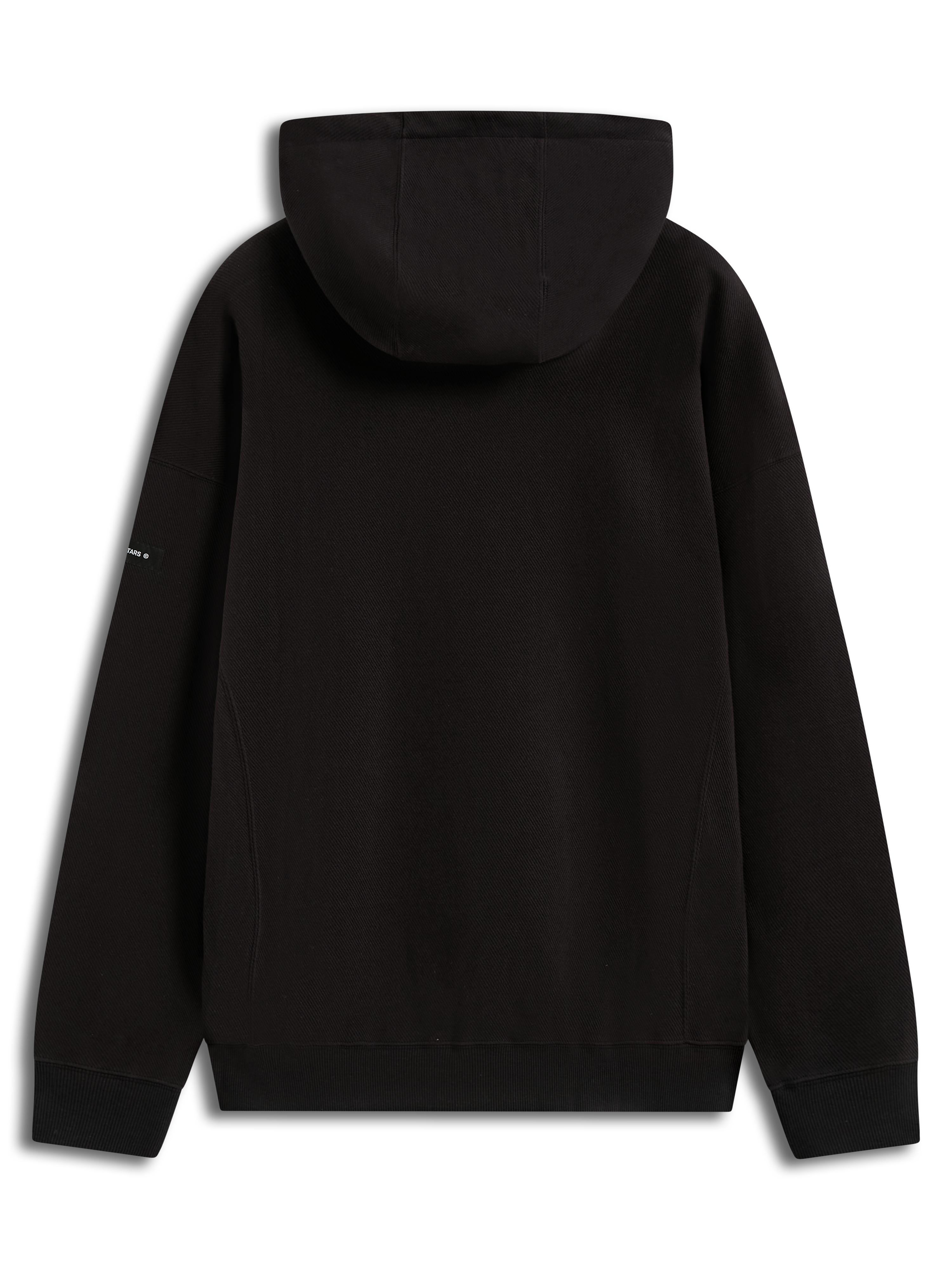 Alpinestars Camino Textured Oversized, sudadera negra con capucha, vista trasera, forro polar de punto texturizado.