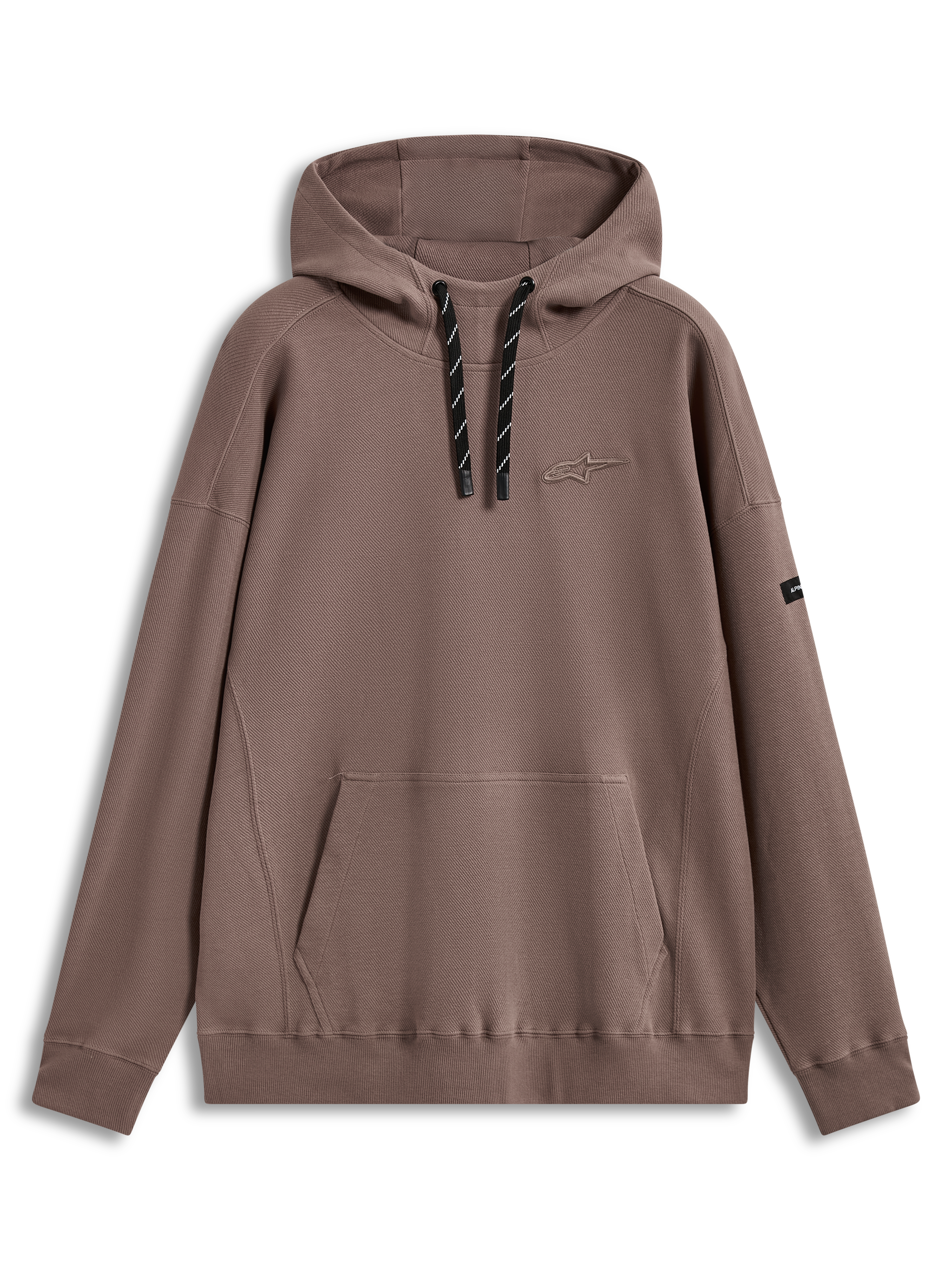 Alpinestars Camino Textured Oversized Hoodie, sudadera color marrón topo, tejido texturizado con logo 3D y cuello alto.