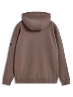 Alpinestars Camino Textured Oversized Hoodie, sudadera deportiva marrón de forro polar texturizado, vista posterior.