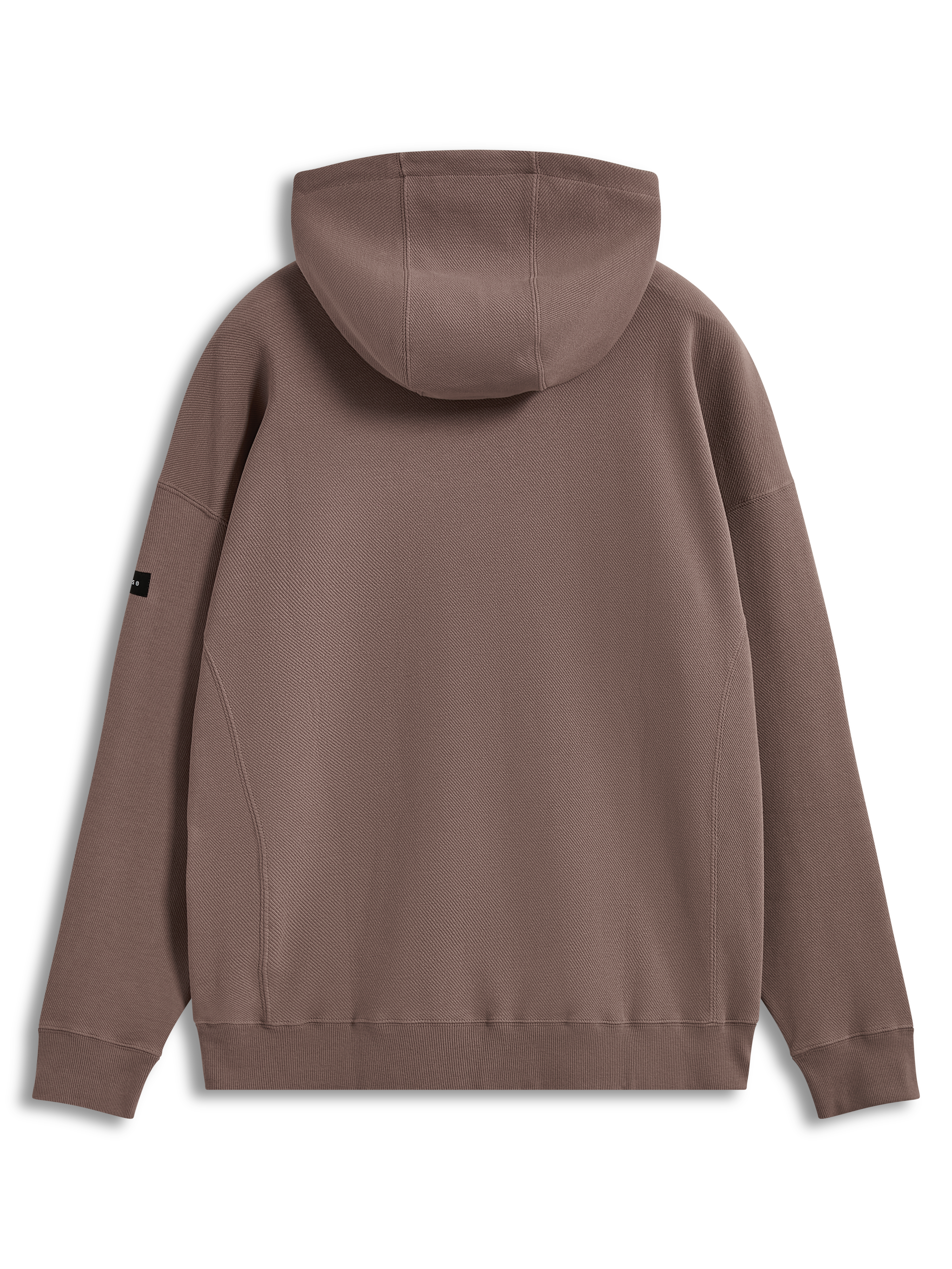 Alpinestars Camino Textured Oversized Hoodie, sudadera deportiva marrón de forro polar texturizado, vista posterior.