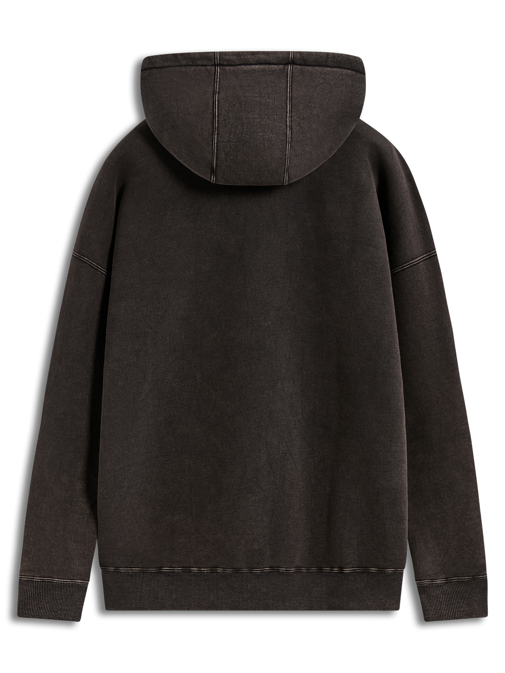 Alpinestars Infinite Washed Oversized Hoodie, sudadera forro polar negro lavado, vista posterior con dobladillo de canalé
