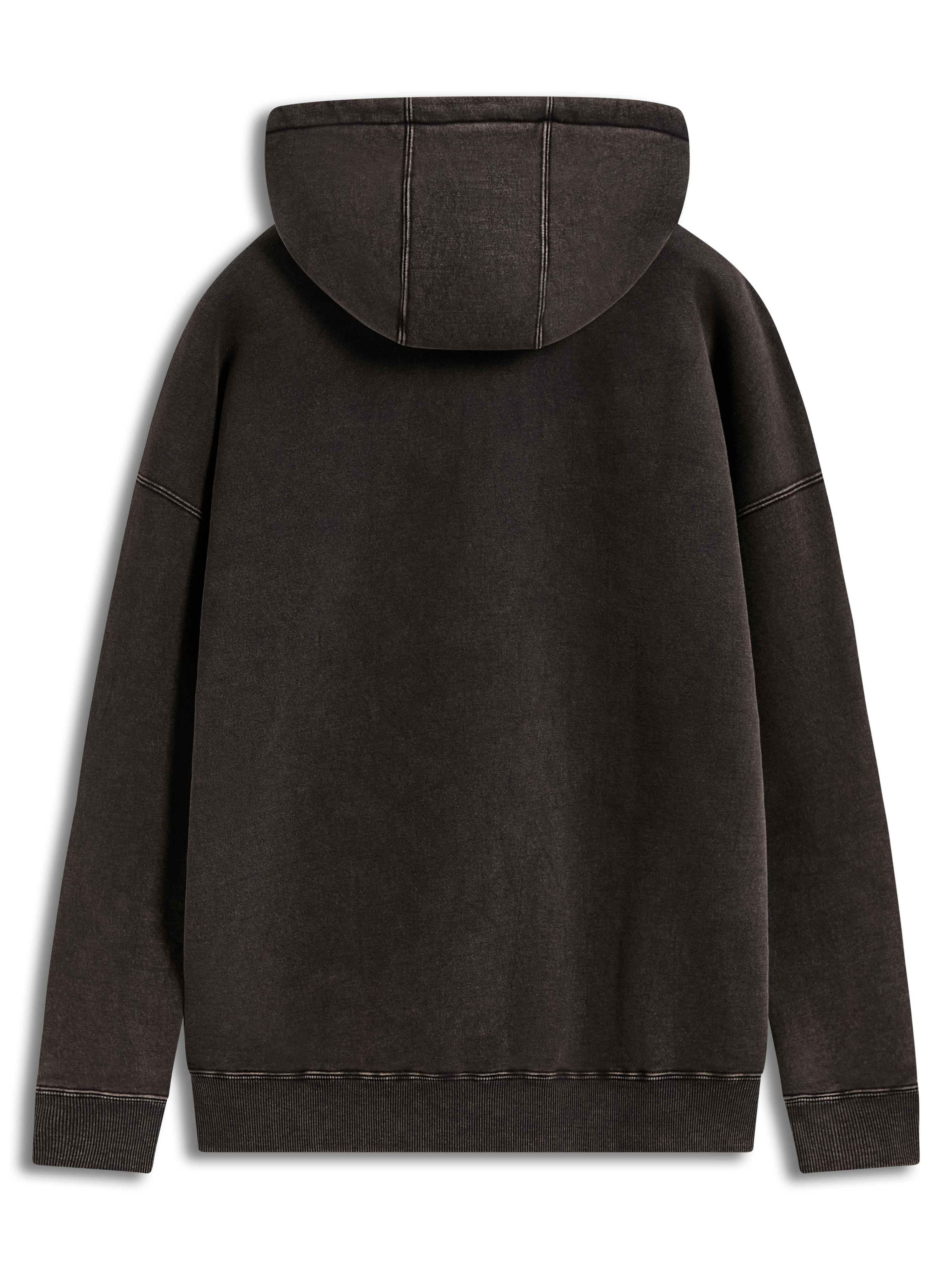 Alpinestars Infinite Washed Oversized Hoodie, sudadera forro polar negro lavado, vista posterior con dobladillo de canalé