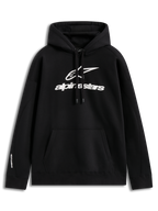 Alpinestars Prelude Oversized Hoodie, sudadera de forro polar negra, logo blanco en relieve y bolsillo canguro