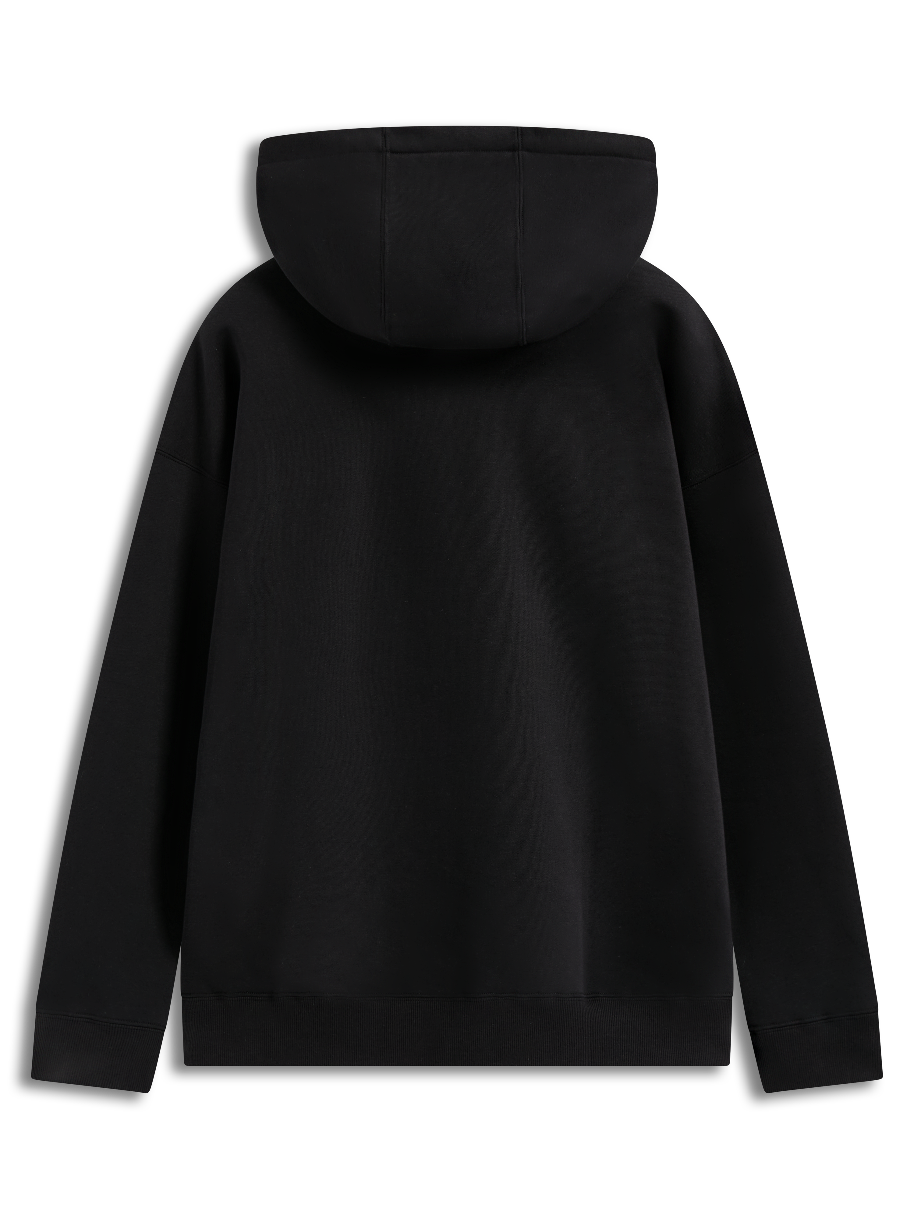 Alpinestars Prelude Oversized Hoodie, sudadera con capucha de forro polar, negra, ajuste holgado con puños de canalé, vista trasera, ropa deportiva