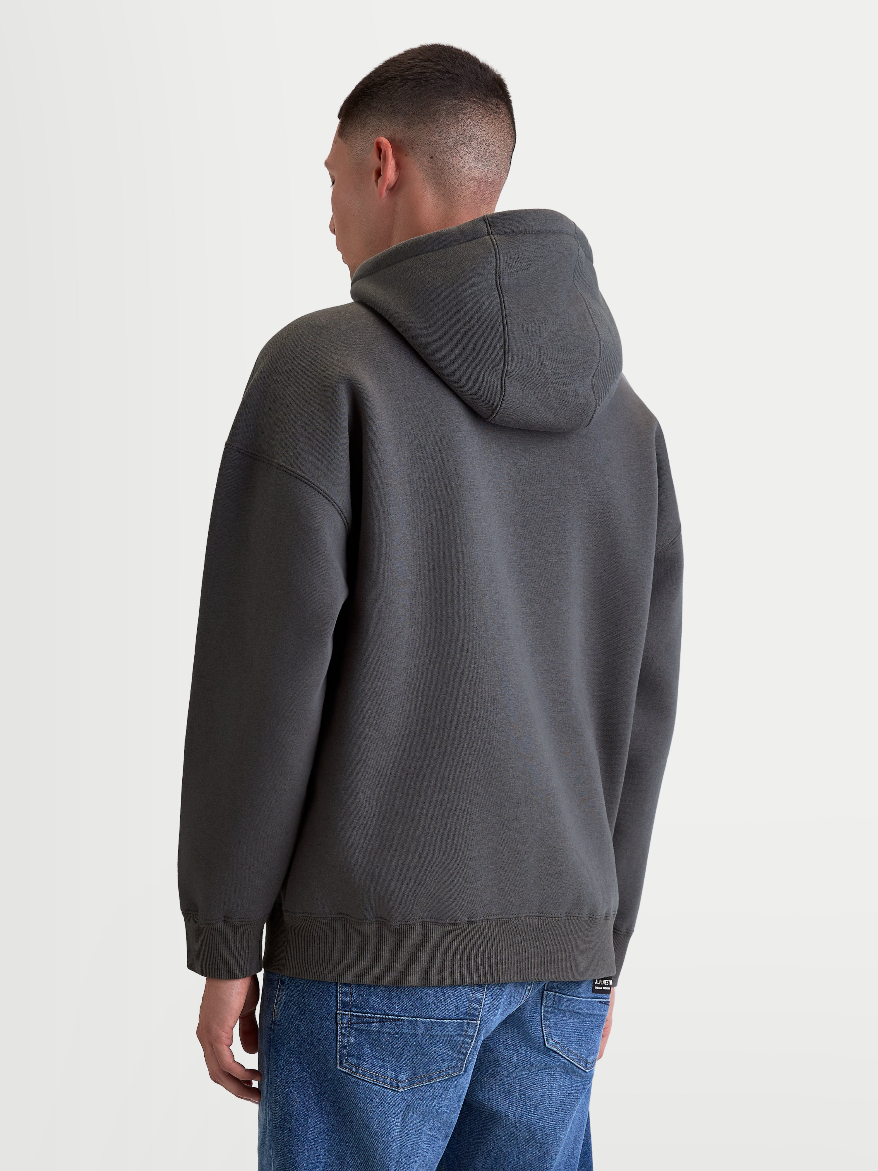 Alpinestars Sudadera con capucha Prelude Oversized, sudadera de estilo casual y deportivo, unisex, gris oscuro, ajuste oversized, capucha forrada y puños de canalé, vista trasera