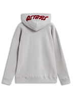 Alpinestars Pioneer Oversized Hoodie, sudadera de forro polar color arena con logo Astars rojo bordado en la capucha.