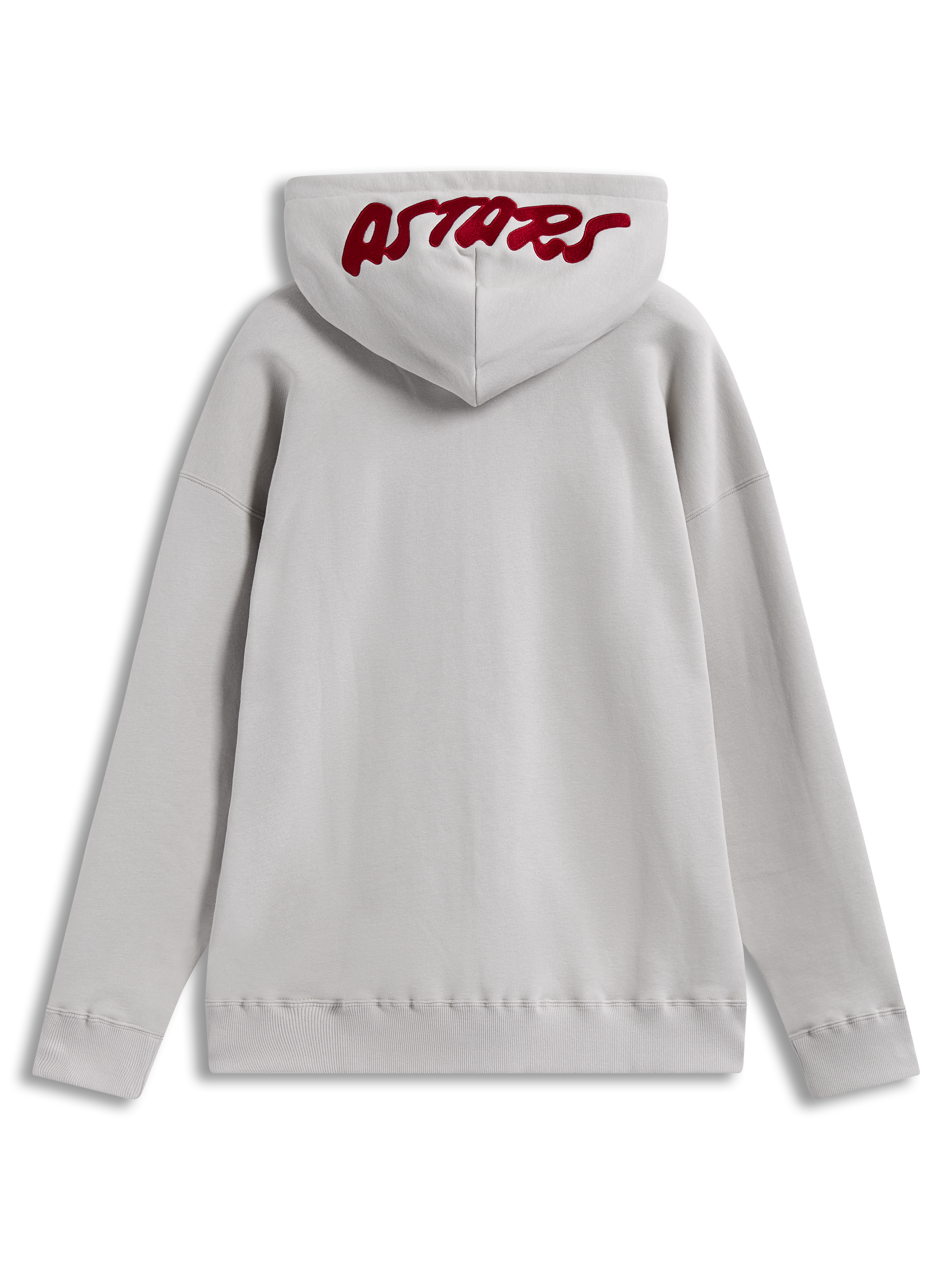 Alpinestars Pioneer Oversized Hoodie, sudadera de forro polar color arena con logo Astars rojo bordado en la capucha.