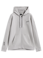 Alpinestars Entity Oversized Hoodie, sudadera de forro polar con cremallera color arena, logos bordados y bolsillo canguro.