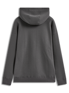 Alpinestars Entity Oversized Hoodie, sudadera de forro polar gris carbón, vista trasera con capucha y puños de canalé.