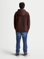 Alpinestars Entity Oversized Hoodie, Brown Sportswear Zip Hoodie shown from the back on model, relaxed oversized fit, made from premium recycled cotton blend fleece, casual lifestyle apparel.