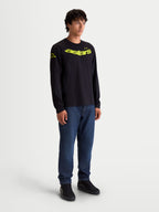 Alpinestars Velocifier CSF, camiseta de mangas largas para hombre, negra y amarilla, con gráfico frontal curvo Astars y logotipos en los hombros, ropa deportiva casual de estilo motorsport