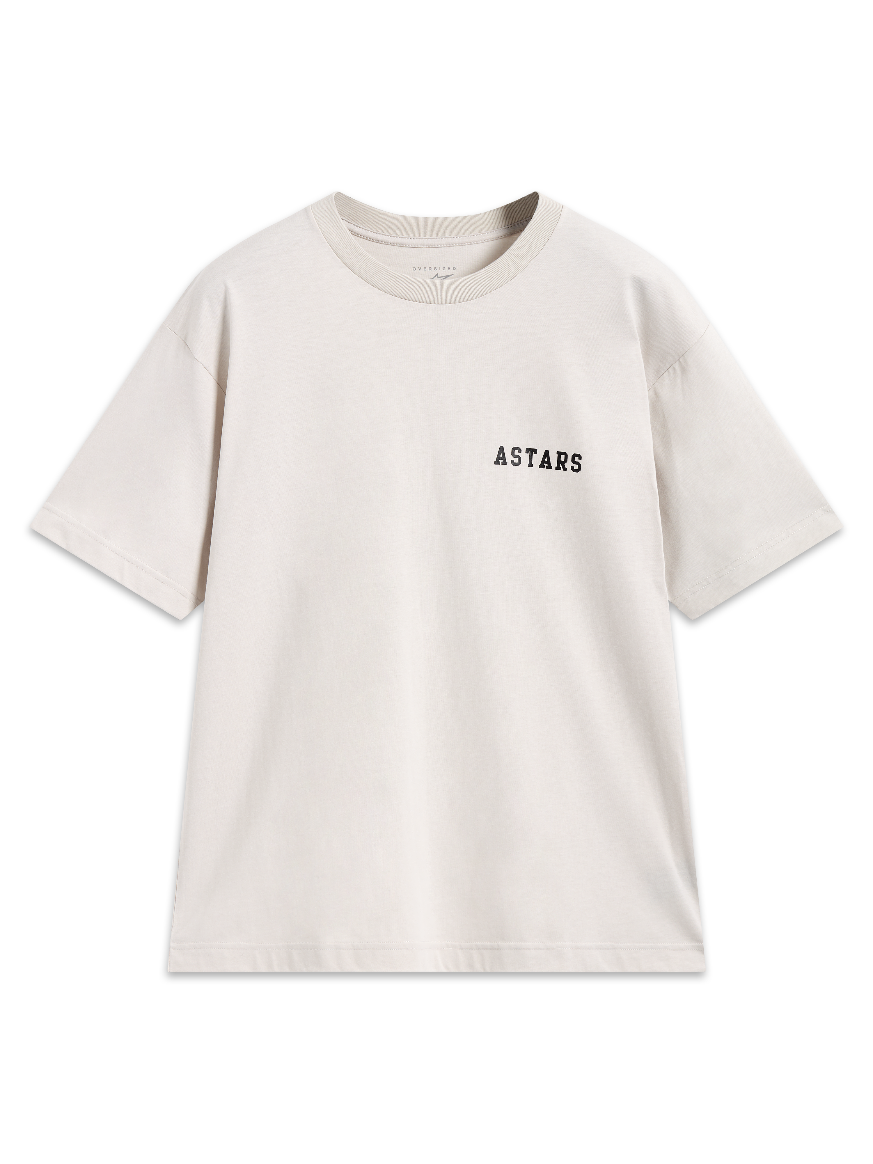 Alpinestars Latitude Oversized CSF Tee, camiseta de mangas cortas, beige arena con logotipo Astars negro, ajuste oversized.