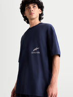 Alpinestars Institute Oversized CSF Tee, Men's Sportswear Short Sleeve T-Shirt, Navy Blue, Relaxed Oversized Fit with Alpinestars Front Logo Graphic, Cotton-Poly Blend Material.
