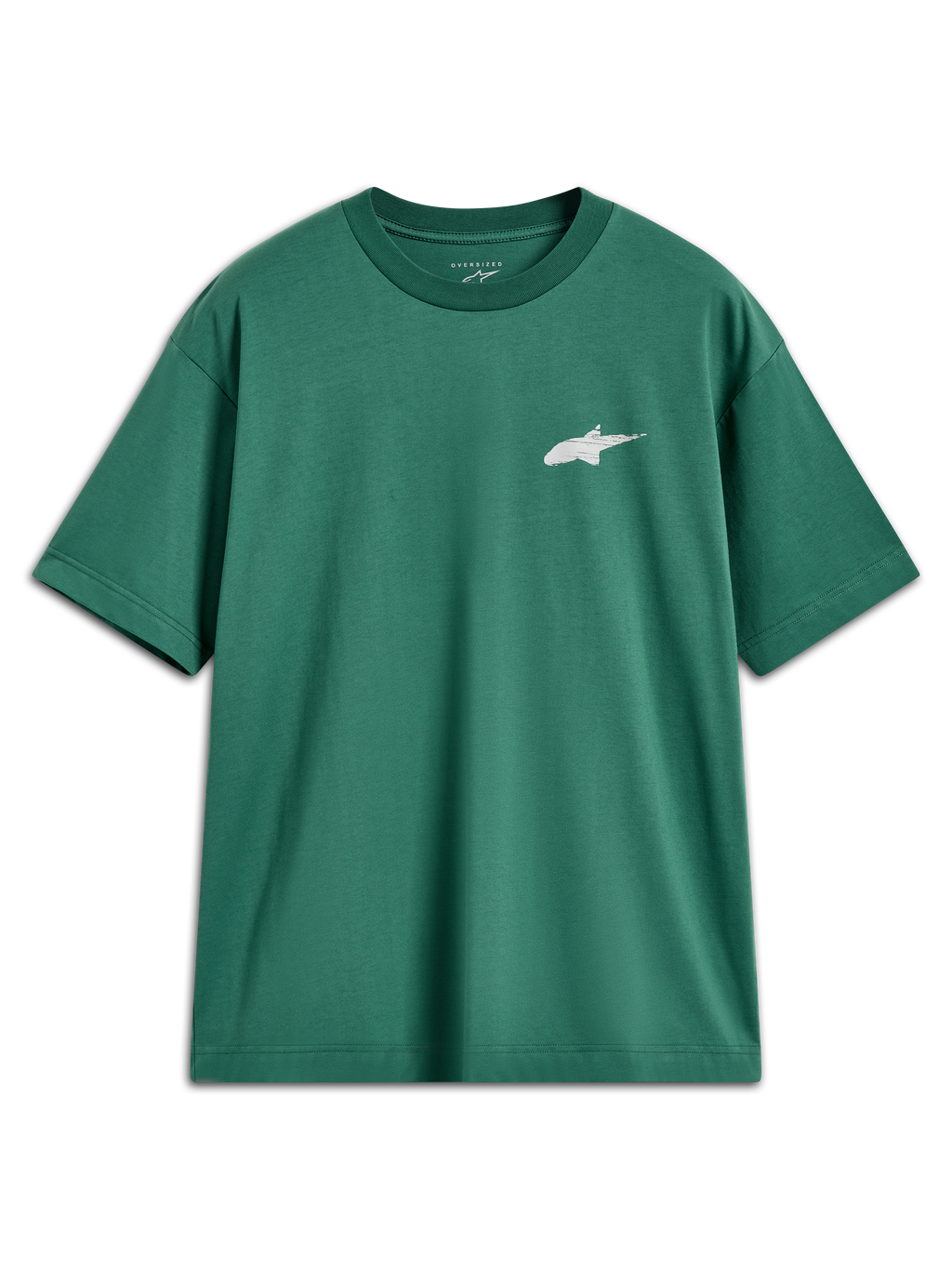 Alpinestars Checkback Oversized CSF, camiseta de mangas cortas verde con logo Astars blanco, ropa deportiva casual