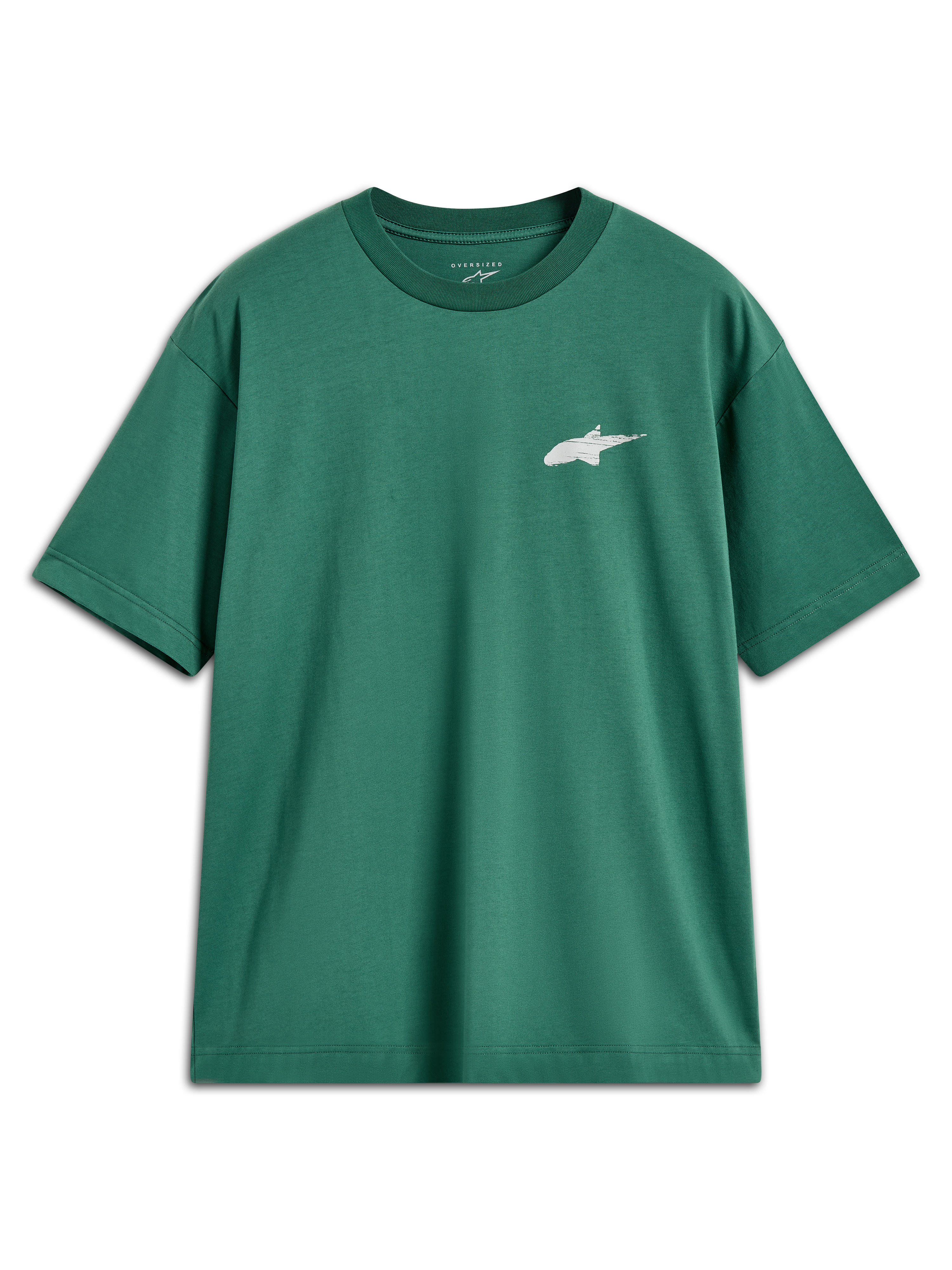 Alpinestars Checkback Oversized CSF, camiseta de mangas cortas verde con logo Astars blanco, ropa deportiva casual