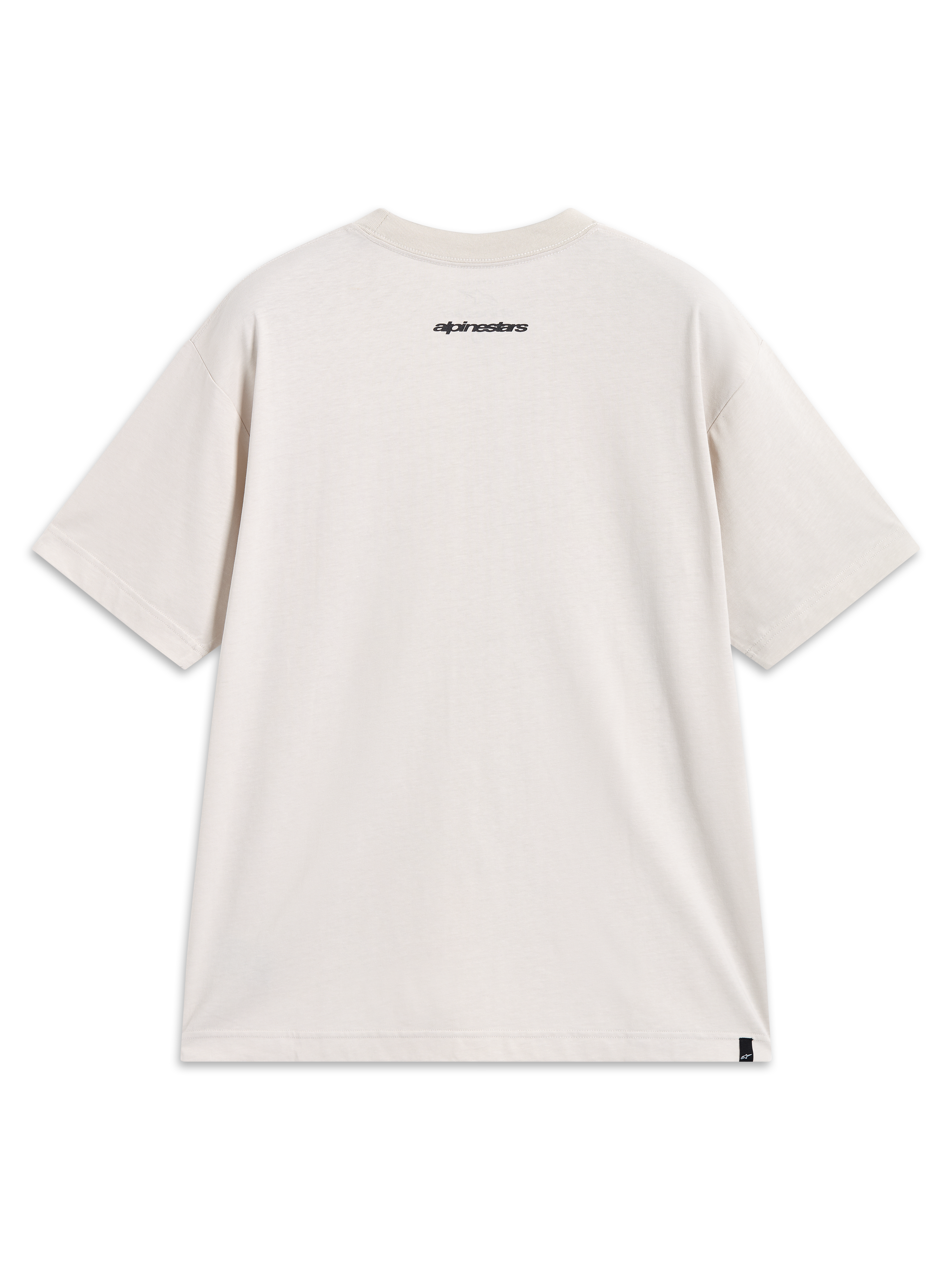 Alpinestars Mandate Oversized CSF Tee, camiseta de mangas cortas, ropa deportiva casual, beige, con corte oversize y gráfico en la nuca.