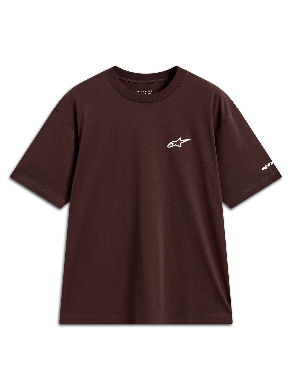 Alpinestars Mandate Oversized CSF Tee, camiseta de mangas cortas, marrón, logotipo Astars blanco en el pecho, ropa deportiva casual