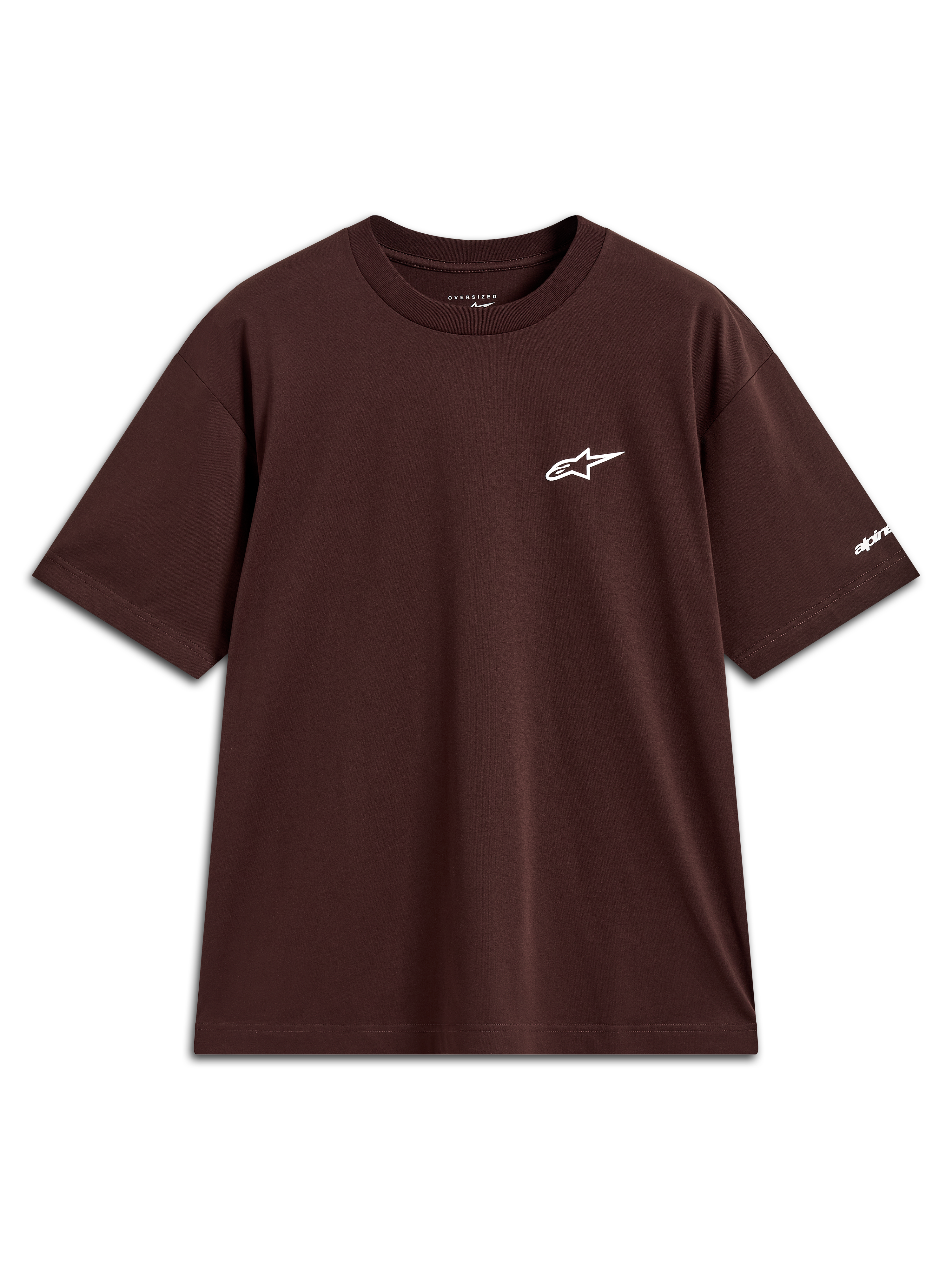 Alpinestars Mandate Oversized CSF Tee, camiseta de mangas cortas, marrón, logotipo Astars blanco en el pecho, ropa deportiva casual