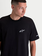 Alpinestars Mandate Oversized CSF Tee, Men's Short Sleeve Sportswear T-shirt, Black with White Puff-Print Chest Logo and Sleeve Graphic, Relaxed Oversized Fit, 60/40 Cotton-Poly Blend