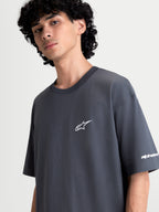 Alpinestars camiseta Mandate Oversized CSF, camiseta de mangas cortas para hombre, gris, ajuste oversized, logotipo Astars blanco en relieve en el pecho y gráfico en la manga, ropa deportiva casual de algodón y poliéster