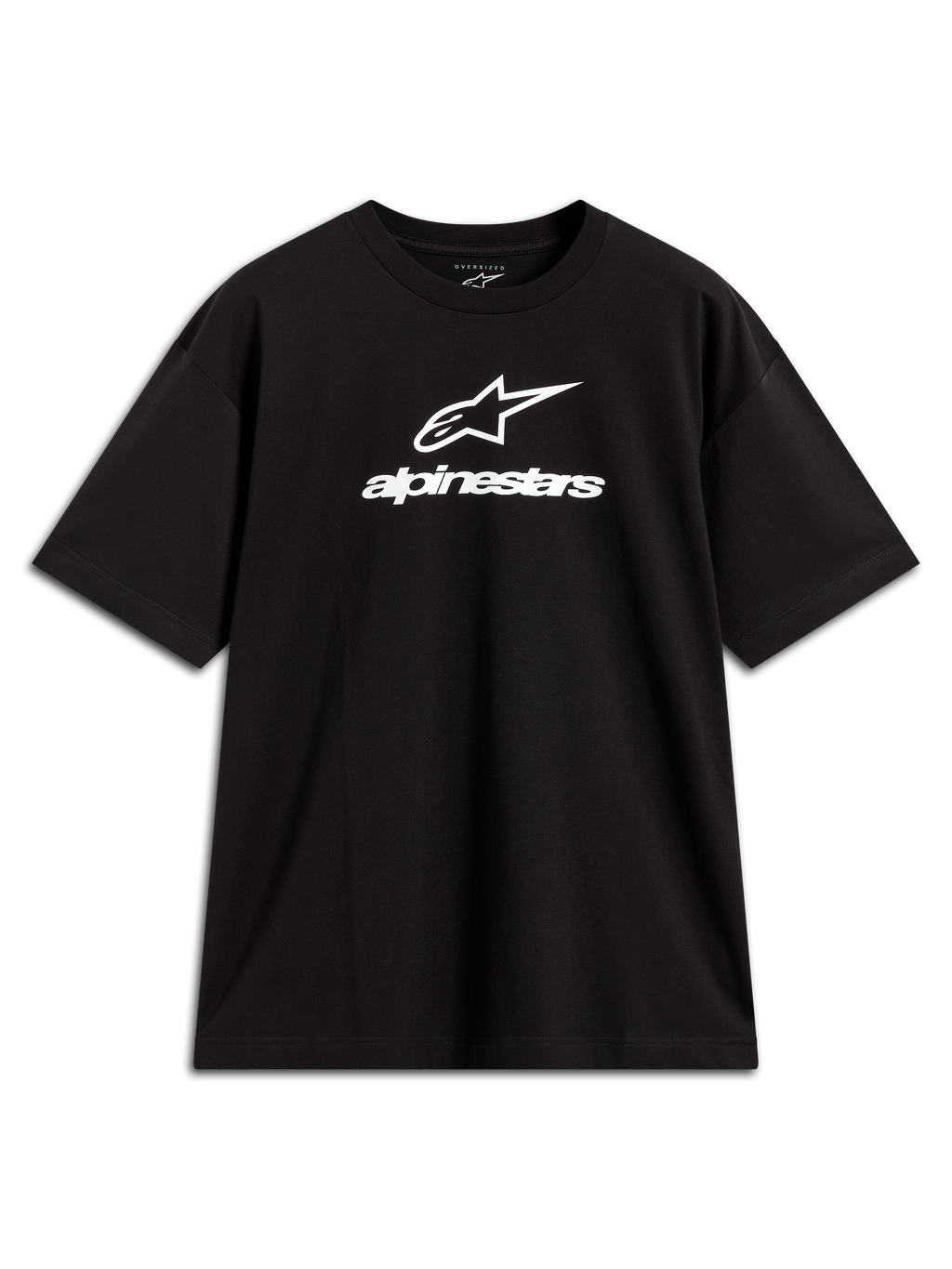Alpinestars Prelude Oversized CSF, camiseta de mangas cortas negra con logotipo blanco apilado, ropa deportiva