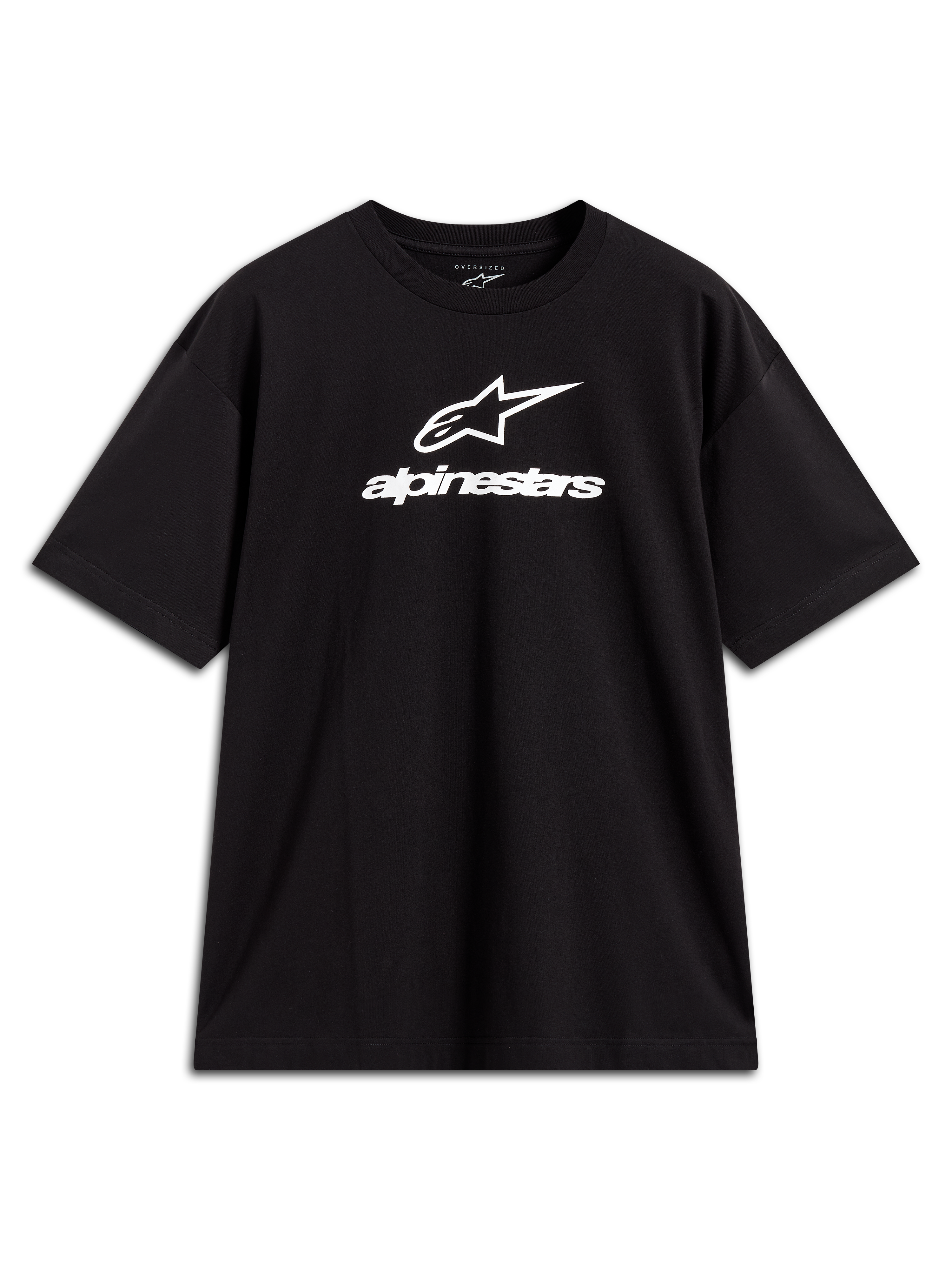 Alpinestars Prelude Oversized CSF, camiseta de mangas cortas negra con logotipo blanco apilado, ropa deportiva