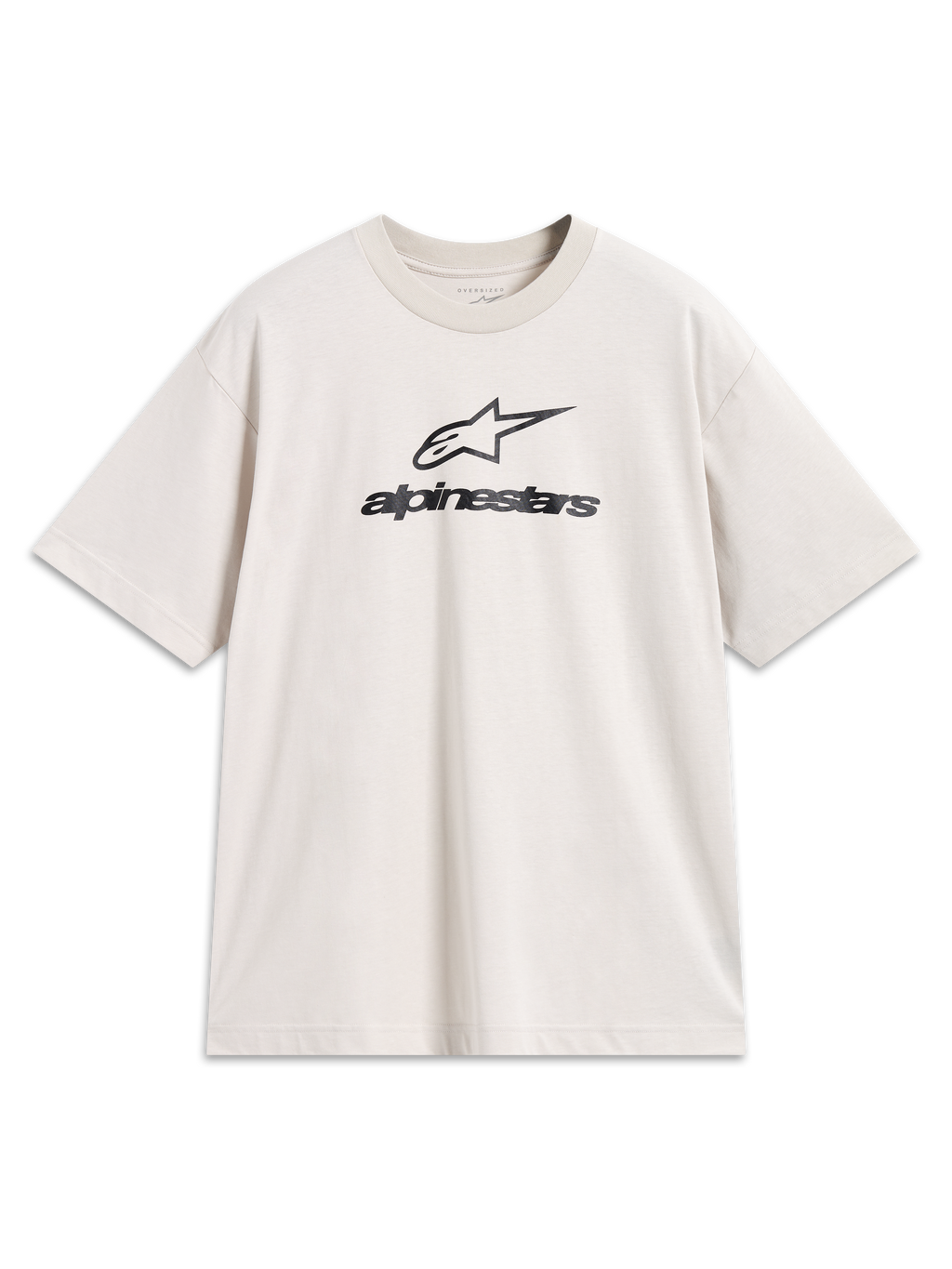 Alpinestars Prelude Oversized CSF Tee, camiseta de mangas cortas en color arena con logotipos negros apilados en el pecho, ajuste oversize y estilo casual deportivo