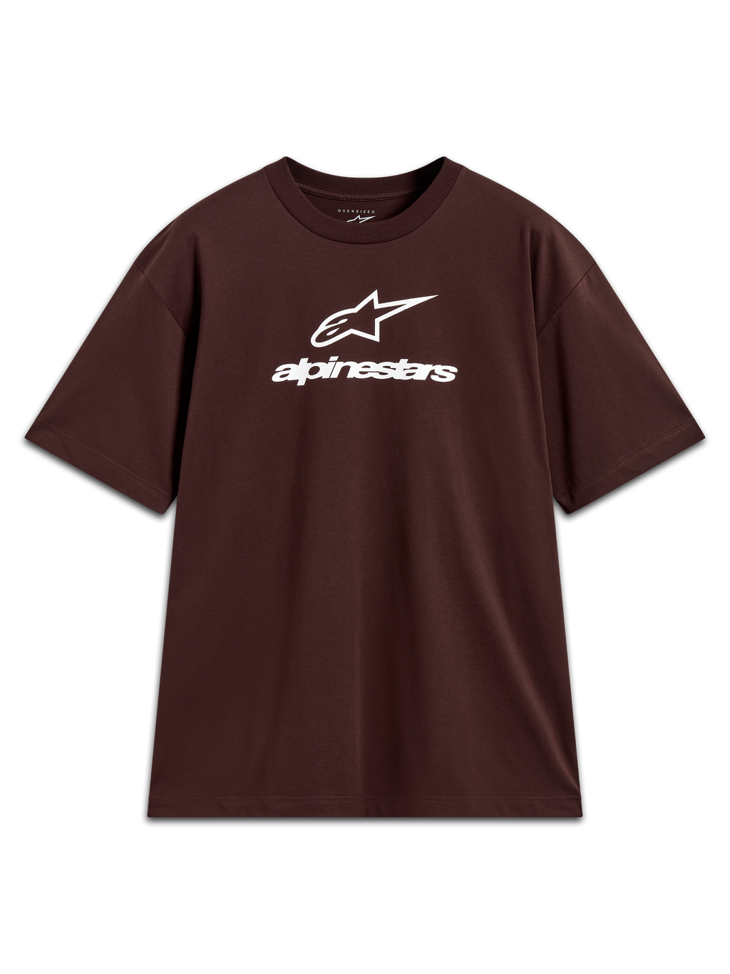 Alpinestars Prelude Oversized CSF Tee, camiseta de mangas cortas marrón con logotipo blanco en el pecho, ropa deportiva casual de ajuste oversized