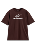 Alpinestars Prelude Oversized CSF Tee, camiseta de mangas cortas marrón con logotipo blanco en el pecho, ropa deportiva casual de ajuste oversized