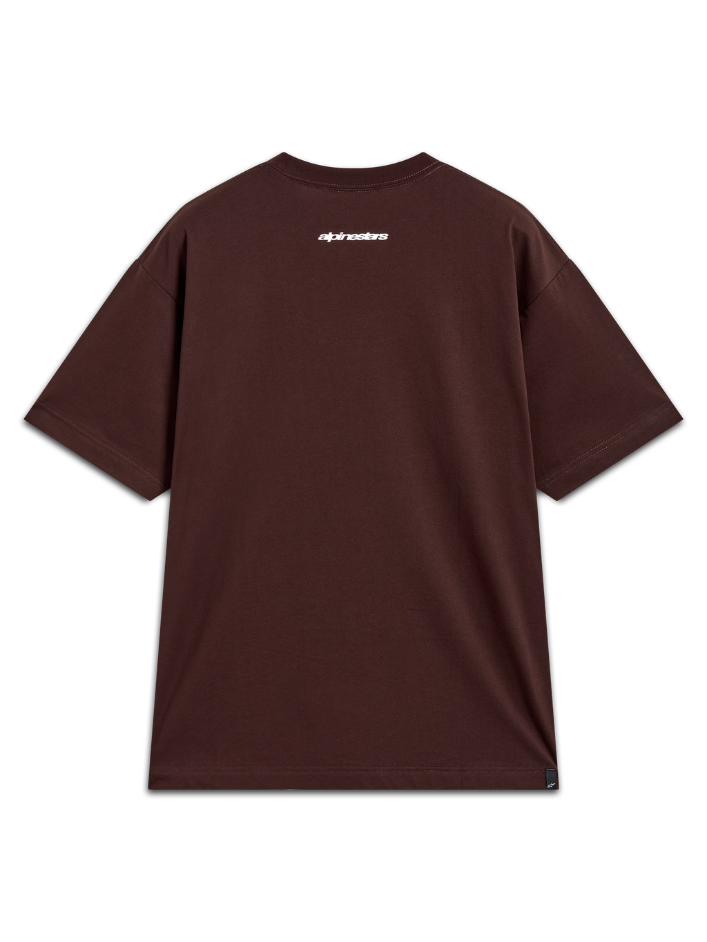 Alpinestars Prelude Oversized CSF Tee, camiseta de mangas cortas marrón con logotipo blanco en la espalda, ropa deportiva.