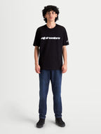 Alpinestars Race Wordmark CSF Tee, Men's Short Sleeve Sportswear T-Shirt in Black and White, featuring a bold Alpinestars wordmark on the chest and an Ageless logo on the sleeve, casual motorsport-inspired apparel.